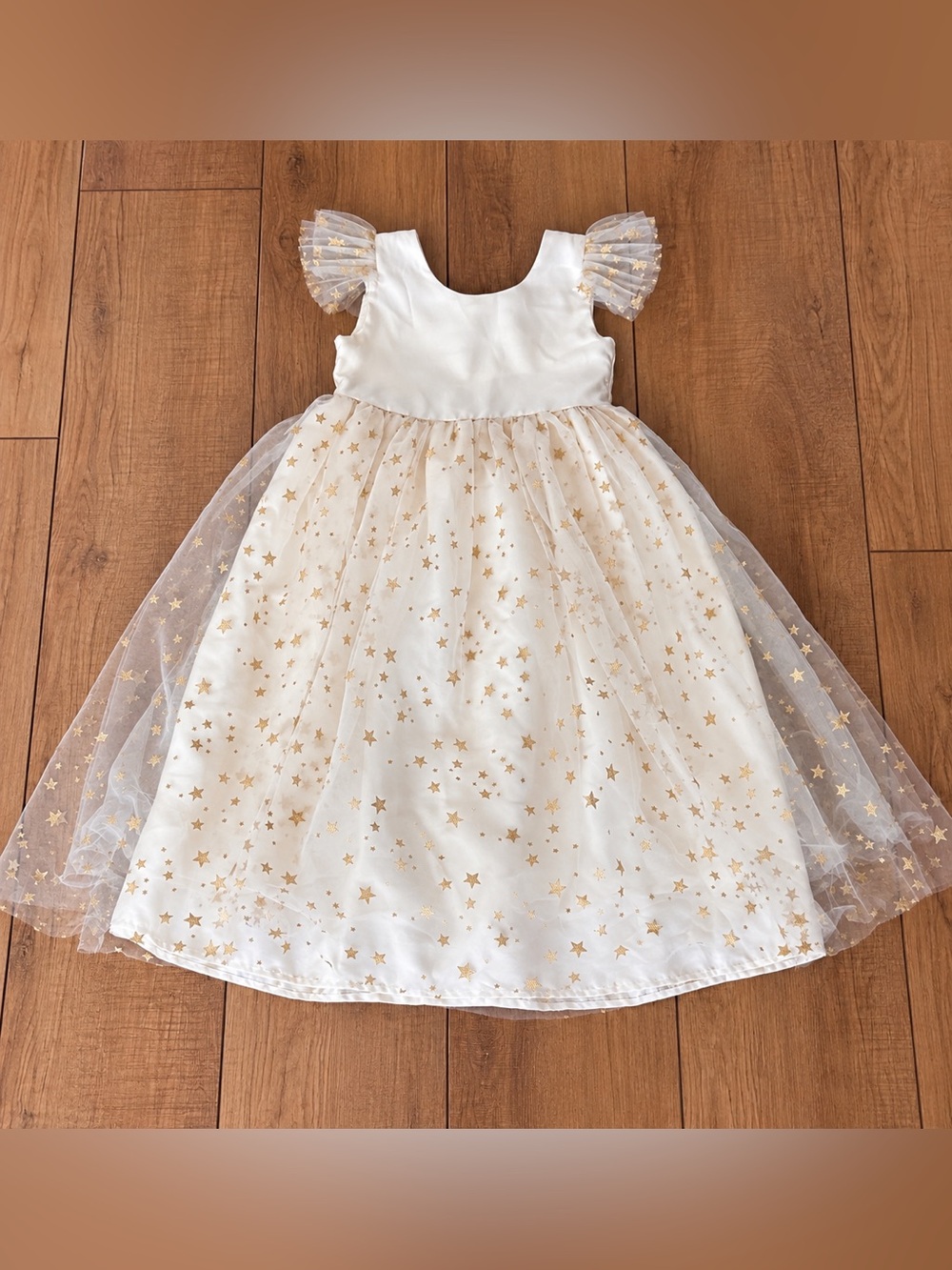 Jacadi Paris Gold Star Tulle Holiday Birthday Party Dress Girls 6